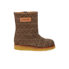 Laars met hartjesborduursel – Suede - Donker Taupe/Cognac – Angulus schoen