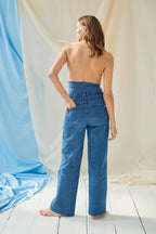 The Wide Jeans Dark Blue – Wijde zwangerschapsjeans met verstelbare buikband – Atelier Melon