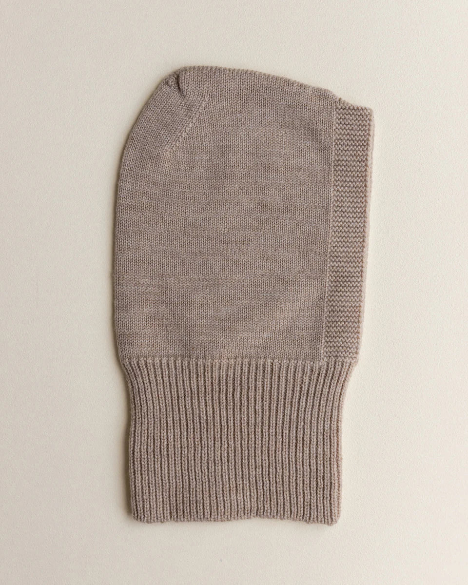 Balaclava - 100% extra fine Italiaanse merino wol - HVID - pebble
