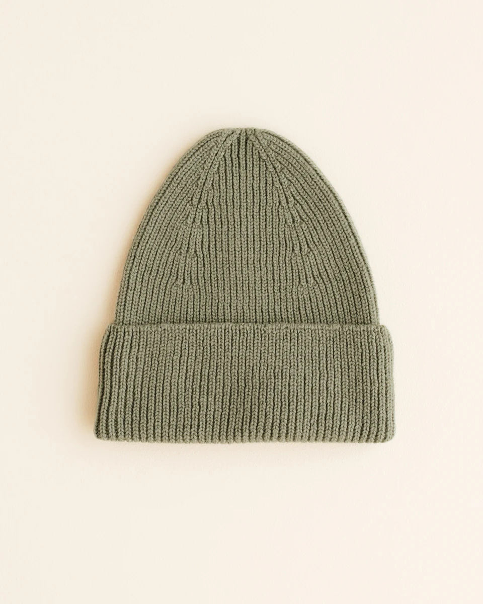 Beanie Fonzie Kids - 100% extra fine Italiaanse merino wol - HVID - artischoke