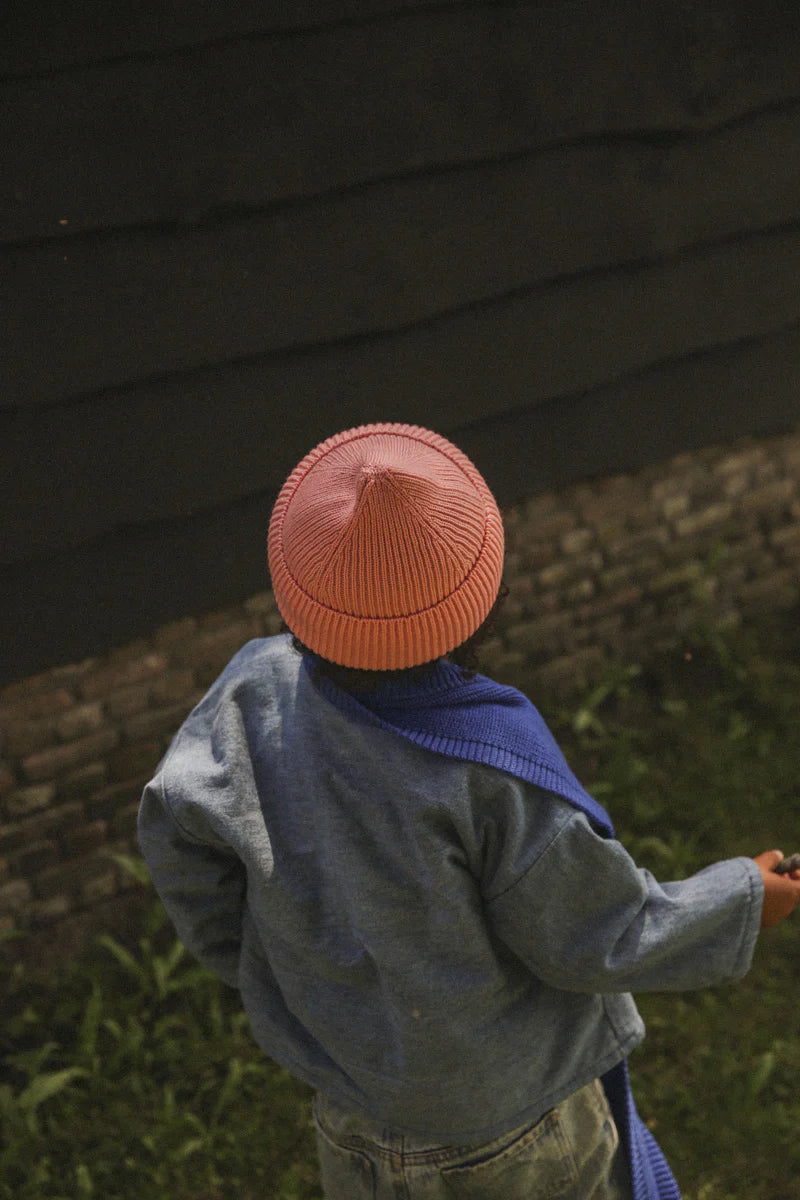 Beanie Fonzie Kids - 100% extra fine Italiaanse merino wol - HVID - sfeerbeeld