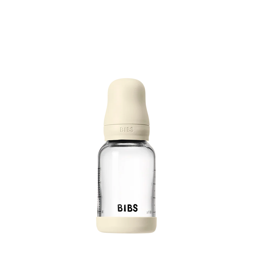 Babyfles van glas - Latex/Natuurrubber - Ivory - 120 ml of 240 ml - BIBS