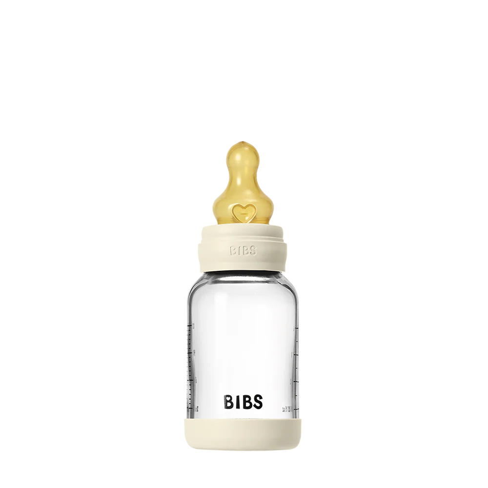 Babyfles van glas - Latex/Natuurrubber - Ivory - 120 ml of 240 ml - BIBS