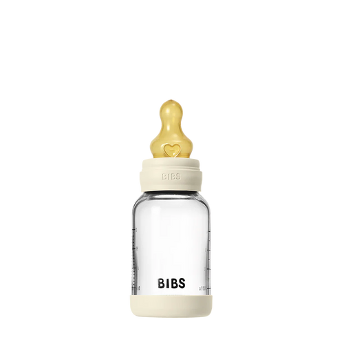 Babyfles van glas - Latex/Natuurrubber - Ivory - 120 ml of 240 ml - BIBS - productfoto - afbeelding 2