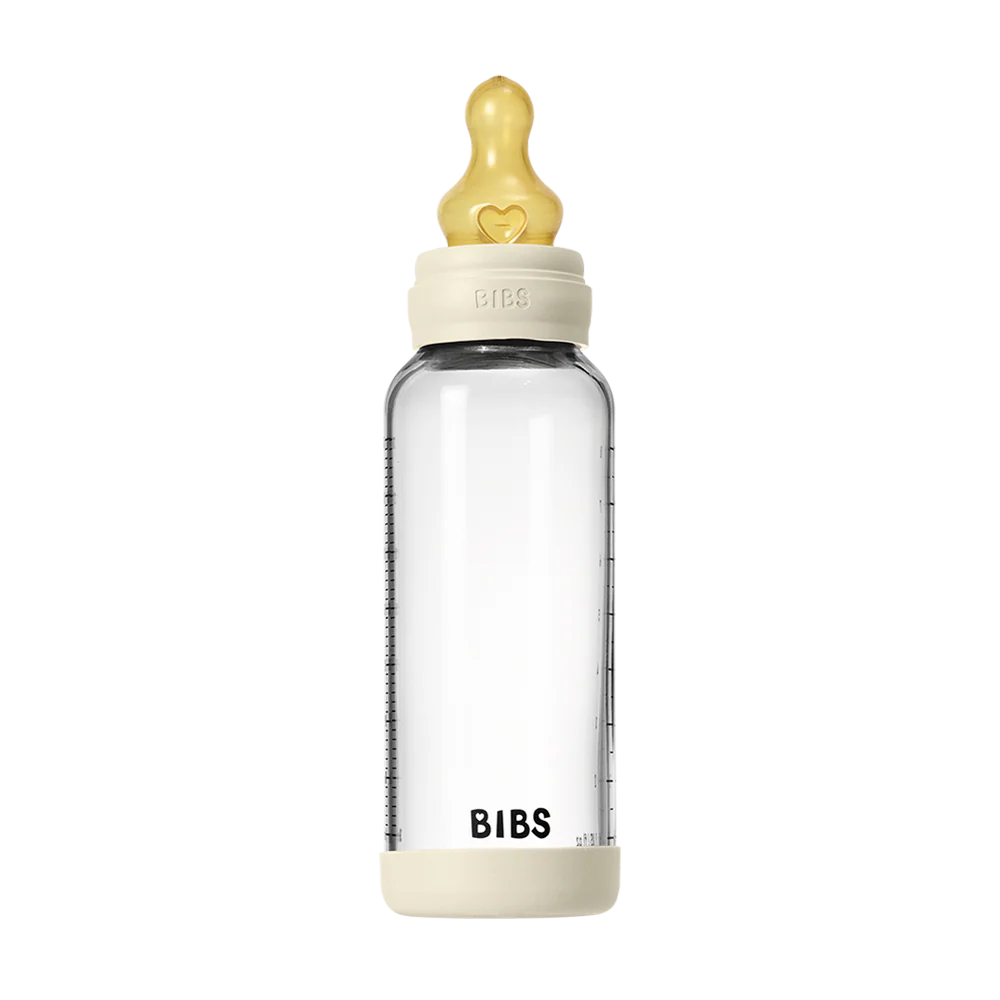 Babyfles van glas - Latex/Natuurrubber - Ivory - 120 ml of 240 ml - BIBS