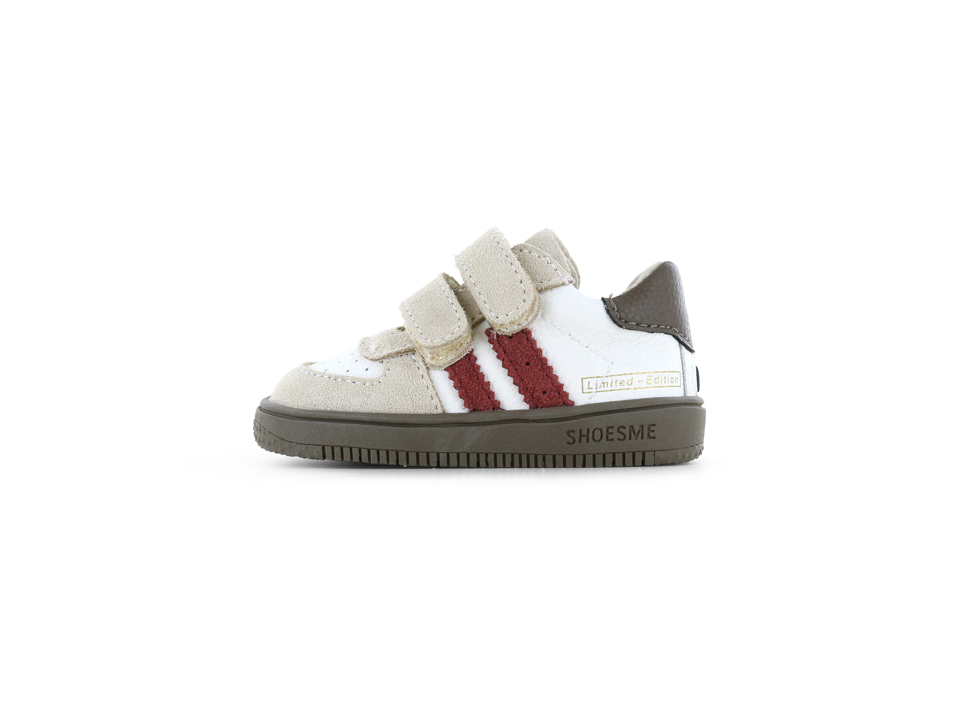 Suède babysneaker ExtremeFlex® - Beige/Red/Black - Shoesme - productfoto - afbeelding 3