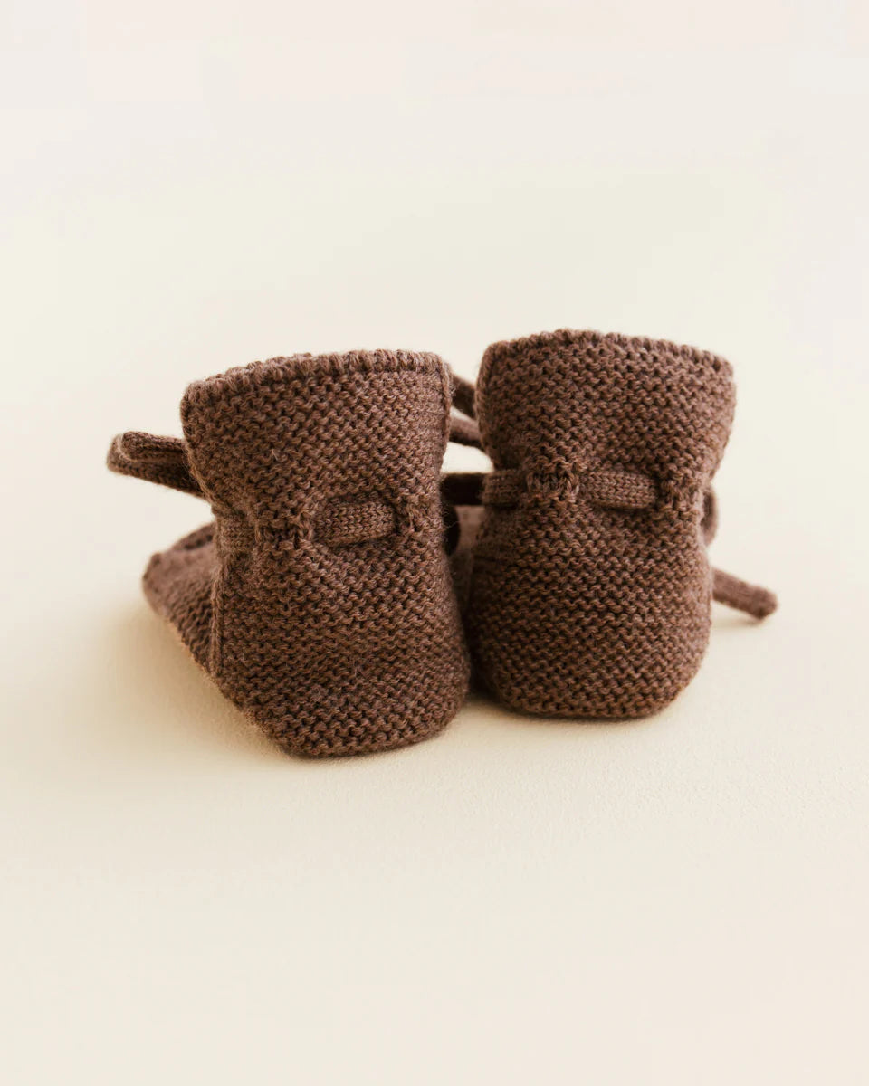 Booties - Baby Slofjes - Mocha/bruin - Merinowol - HVID