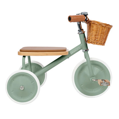 Kinder driewieler met rieten mandje - Trike Vintage - Forest Green - Banwood