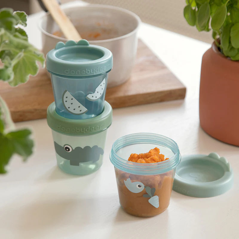 Babyvoedingscontainer - Baby food container 3-pack - Croco - Green - Done by Deer - productfoto - afbeelding 3