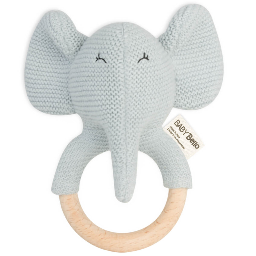 Baby Bello - Rammelaar en Bijtring Elvy de Olifant - 100% organisch katoen - productfoto