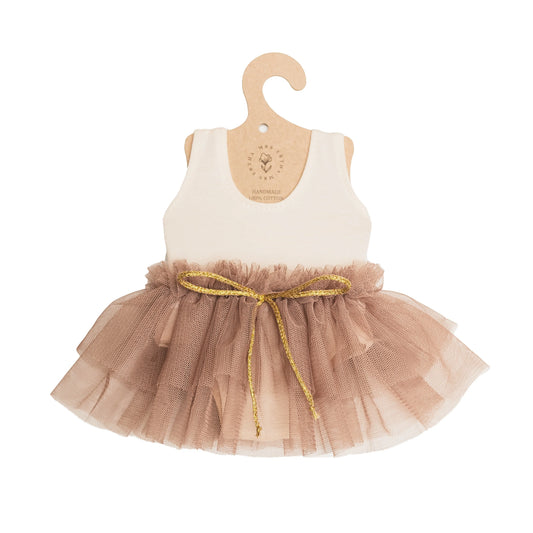 Poppenkleding - Biologisch katoen - Poppen 32-36 cm - Taupe Ballet Set - Mrs Ertha