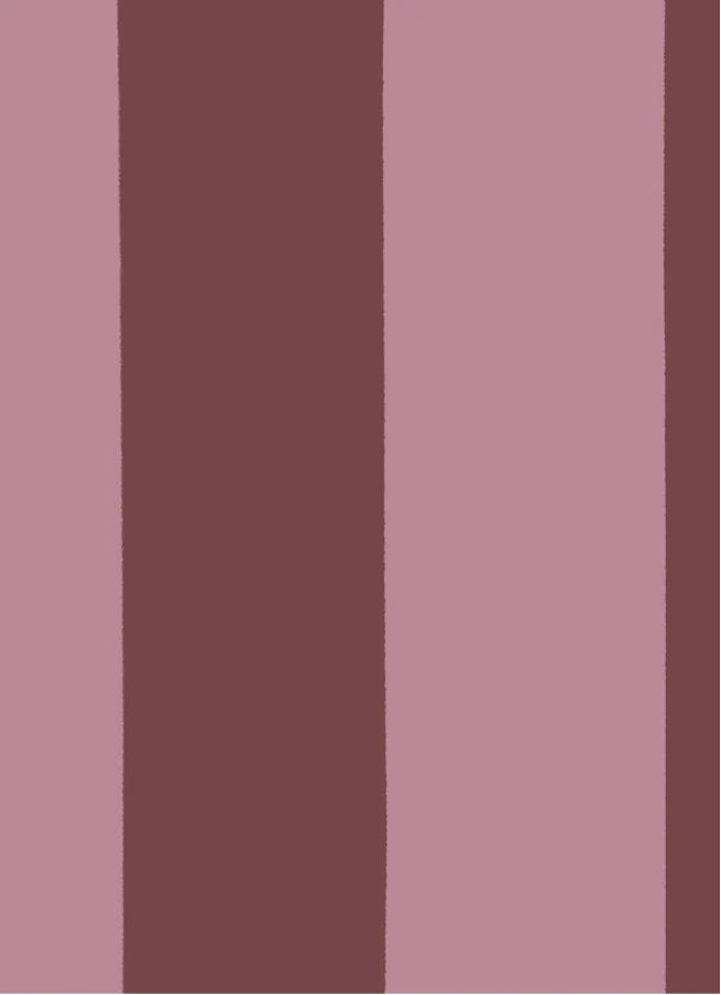 Brede Strepen Bordeaux Roze – Atelier Chien: detail van het behangpatroon.