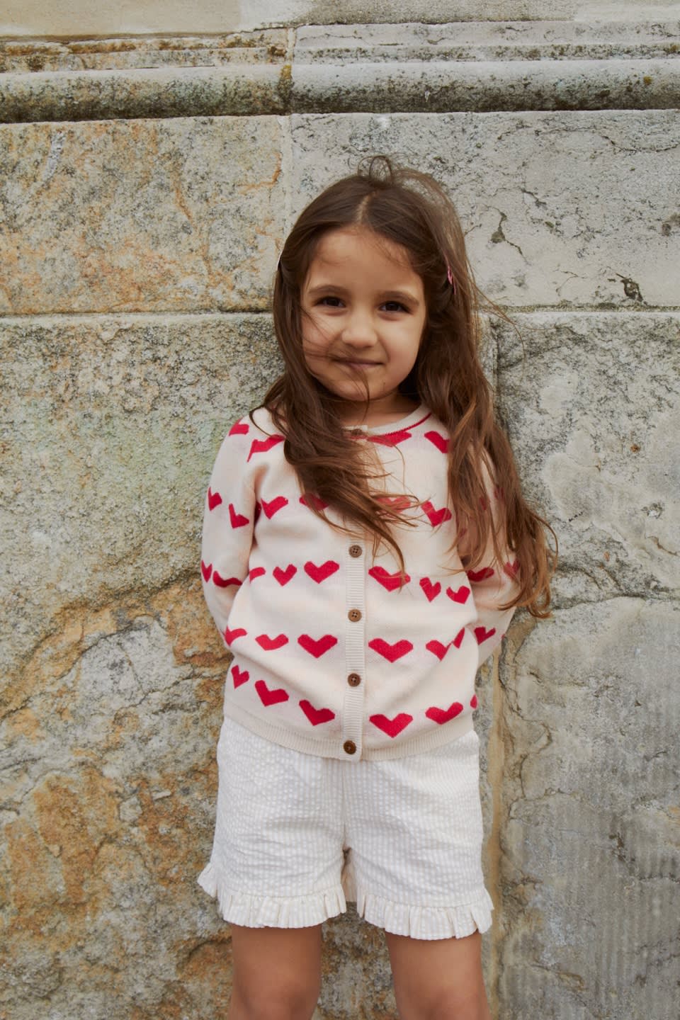 Kort broekje - Seersucker short - Dusty Rose met Cream Stripe - Biologisch katoen - Copenhagen Colors - productfoto - afbeelding 5