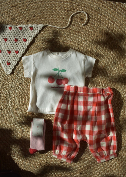 Checked shorts - Bebe Vichy - Organic cotton - Red/White - Emile et Ida