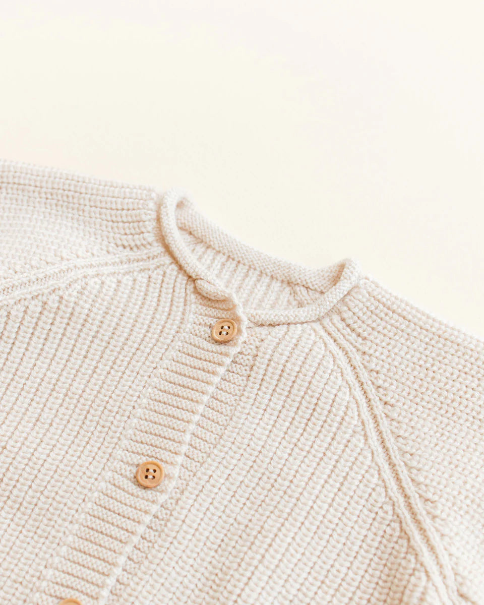 Gebreid vest Inga – Cream – Seamless cardigan – Merinowol – HVID