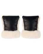 Stroller Mittens made of Merino Sheepskin - Noir + Milk - BINIBAMBA