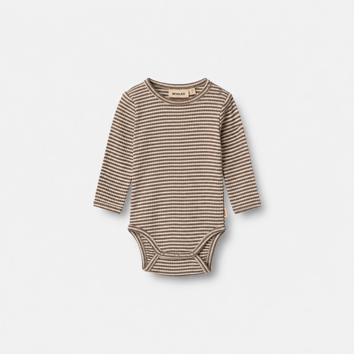 Wollen romper Lucca - Wood Stripe - 100% merino wol - Wheat