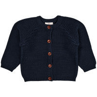 Copenhagen Colors - Classic Baby Cotton Cable Cardigan - Gebreid vestje - 100% biologisch katoen - voorkant navy