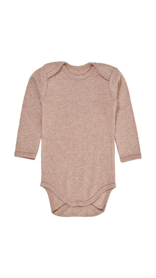 Copenhagen Colors - Melange Longsleeve Bodystocking - Romper - 100% katoen - bruin melange