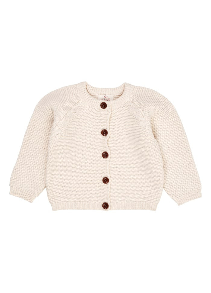 Copenhagen Colors - Classic Baby Cotton Cable Cardigan - Gebreid vestje - 100% biologisch katoen - voorkant cream