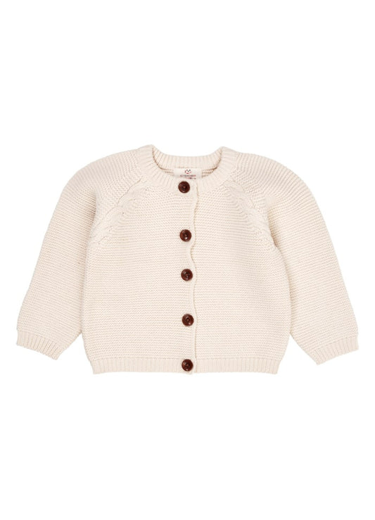 Copenhagen Colors - Classic Baby Cotton Cable Cardigan - Gebreid vestje - 100% biologisch katoen - voorkant cream