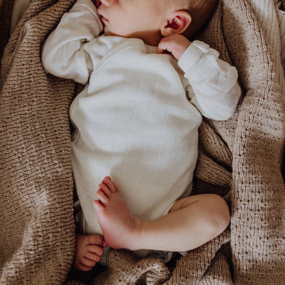 Wrapover romper - Merino wool - White/Natural - Joha