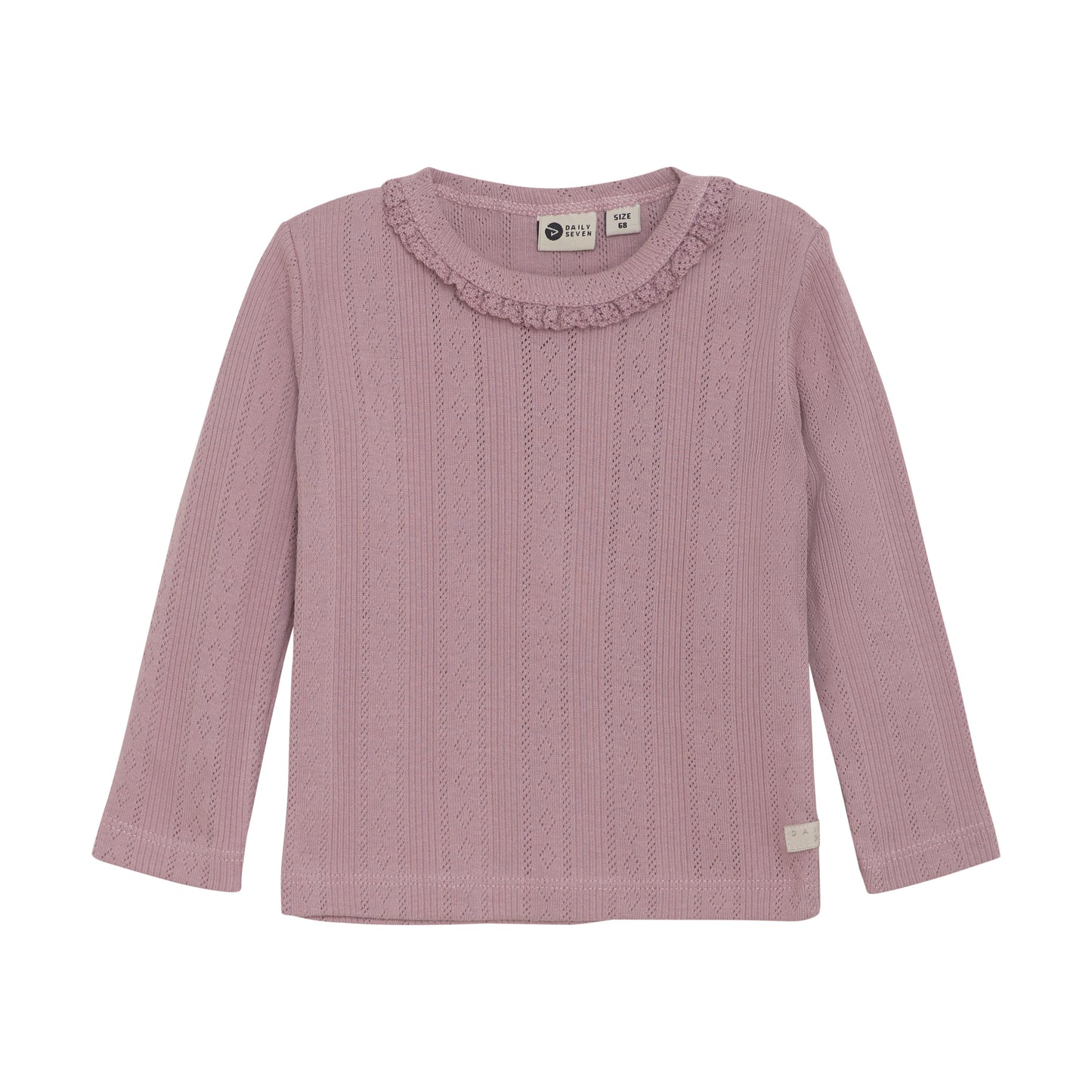 Daily7 - T-shirt Longsleeve Pointelle - Top met lange mouwen - 100% katoen - voorkant