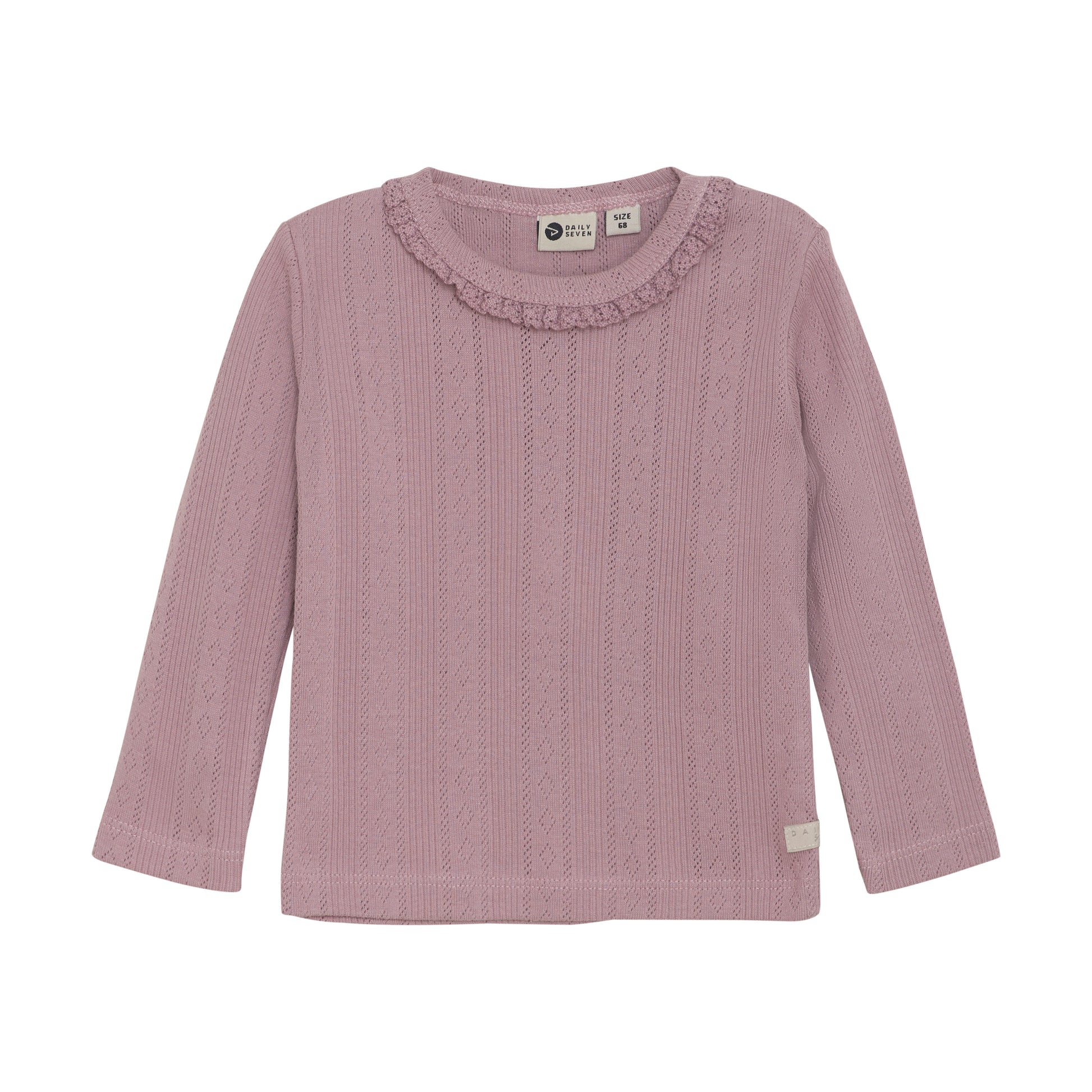 Daily7 - T-shirt Longsleeve Pointelle - Top met lange mouwen - 100% katoen - voorkant