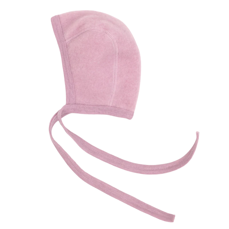 Strik mutsje - Bonnet - Wol fleece - Biologisch merino wol - Engel Natur rosewood melange roze