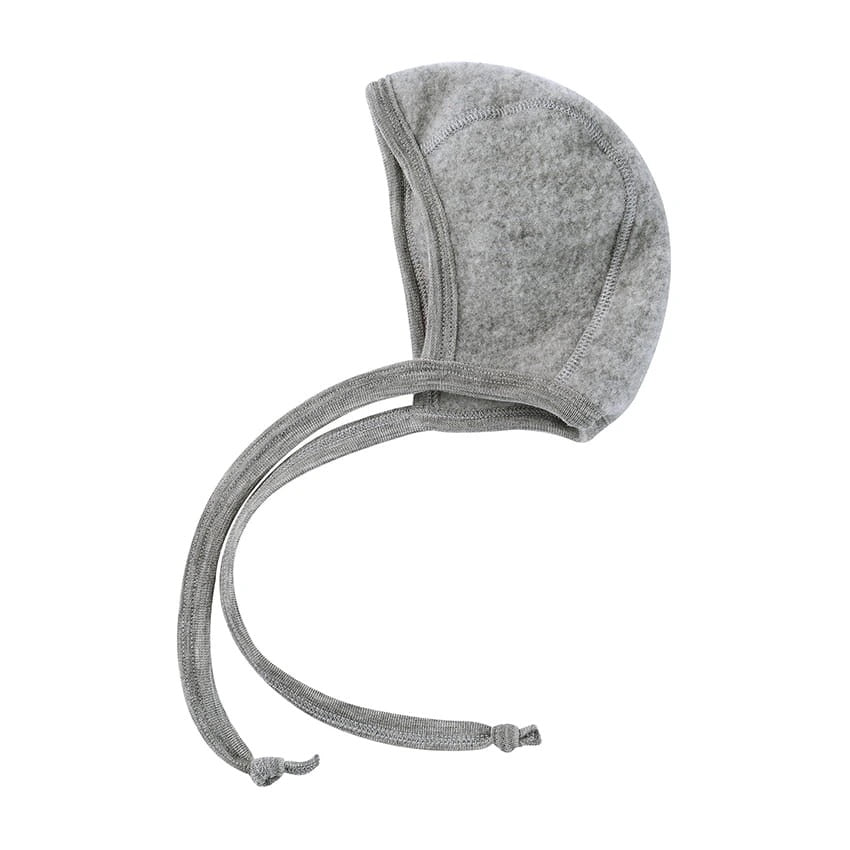 Strik mutsje - Bonnet - Wol fleece - Biologisch merino wol - Engel Natur grijs grey melange