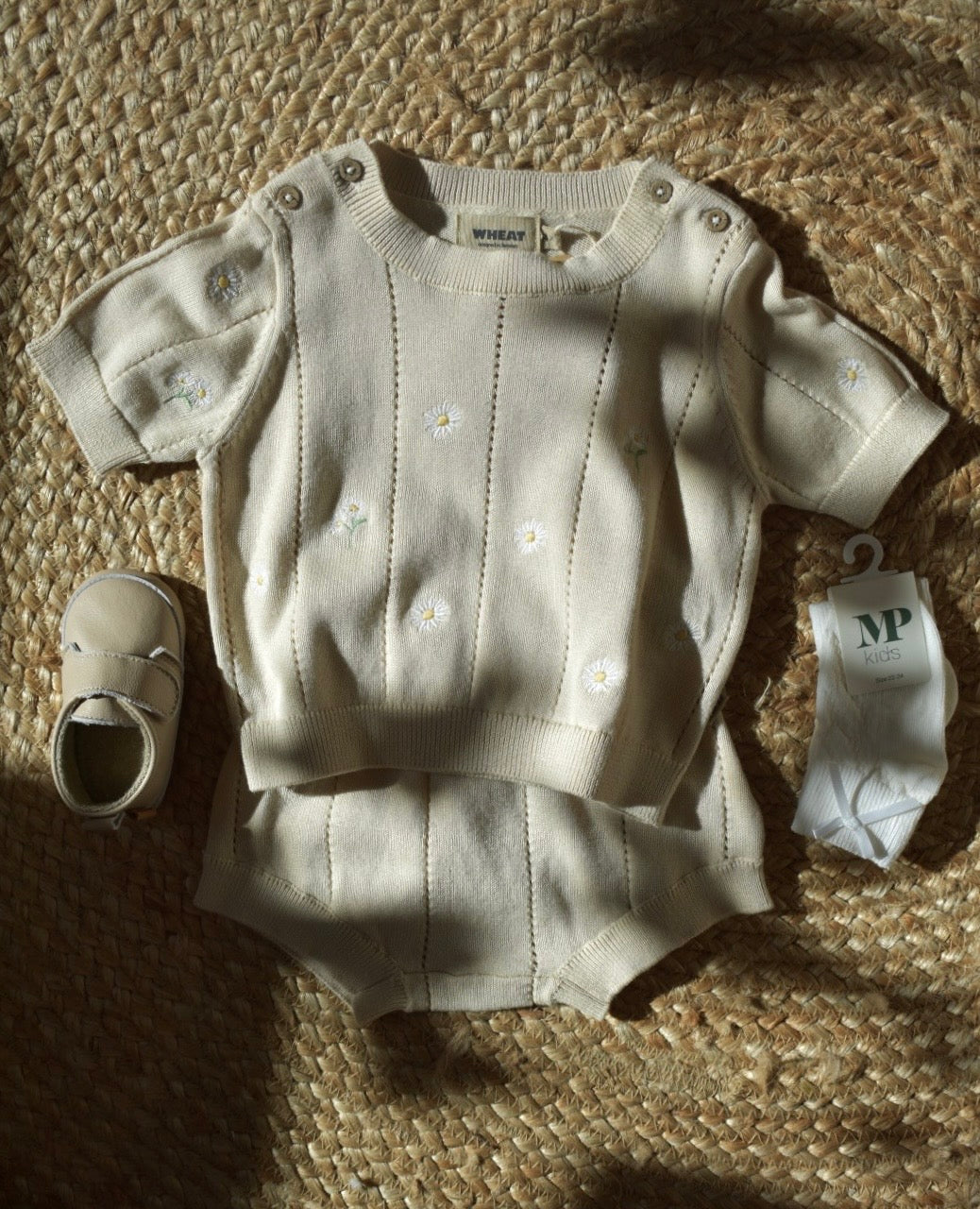 Kort broekje - Knitted Shorts Dua - Biologisch katoen - Sandshell/Creme - Wheat - productfoto
