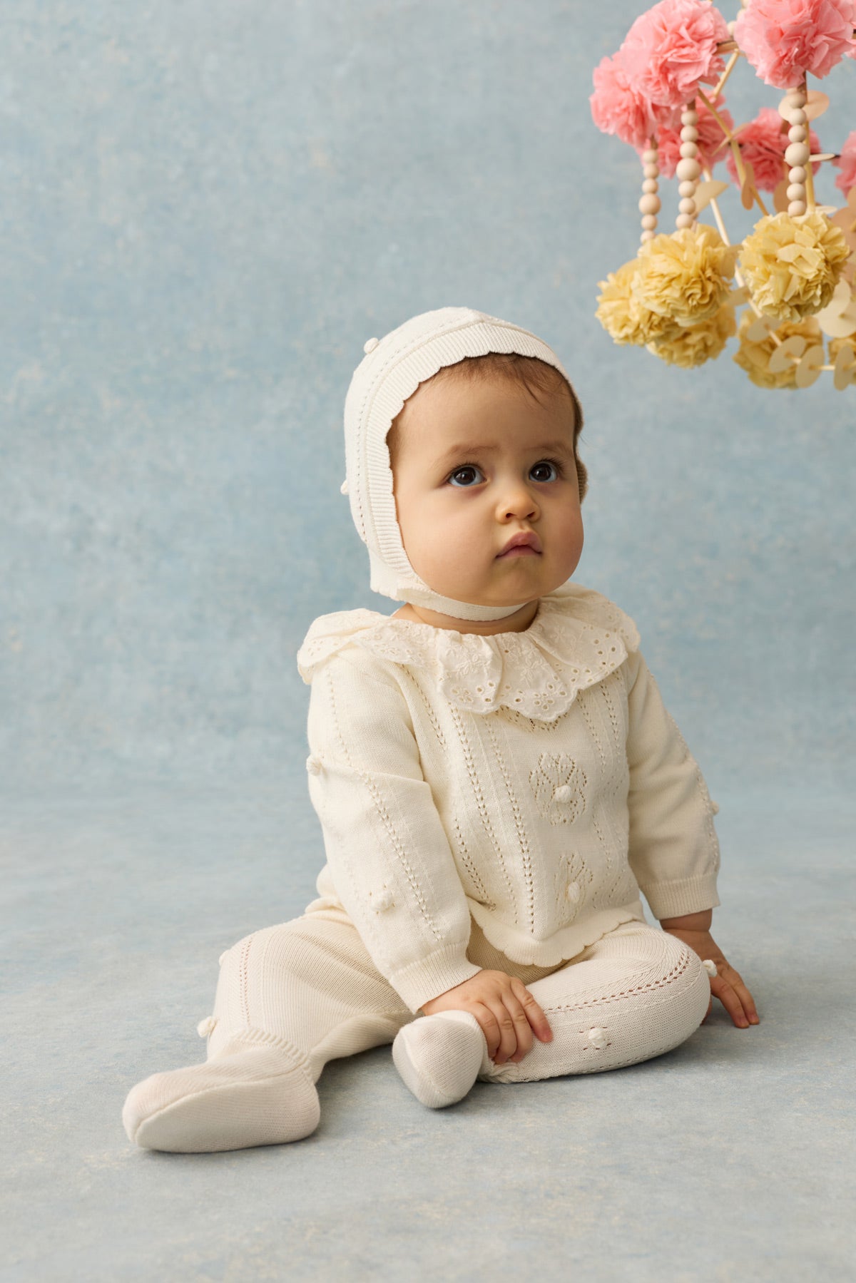 Babyset Bliss met trui, broekje en mutsje - Katoen & zijde - Cream - Louise Misha - productfoto - afbeelding 5