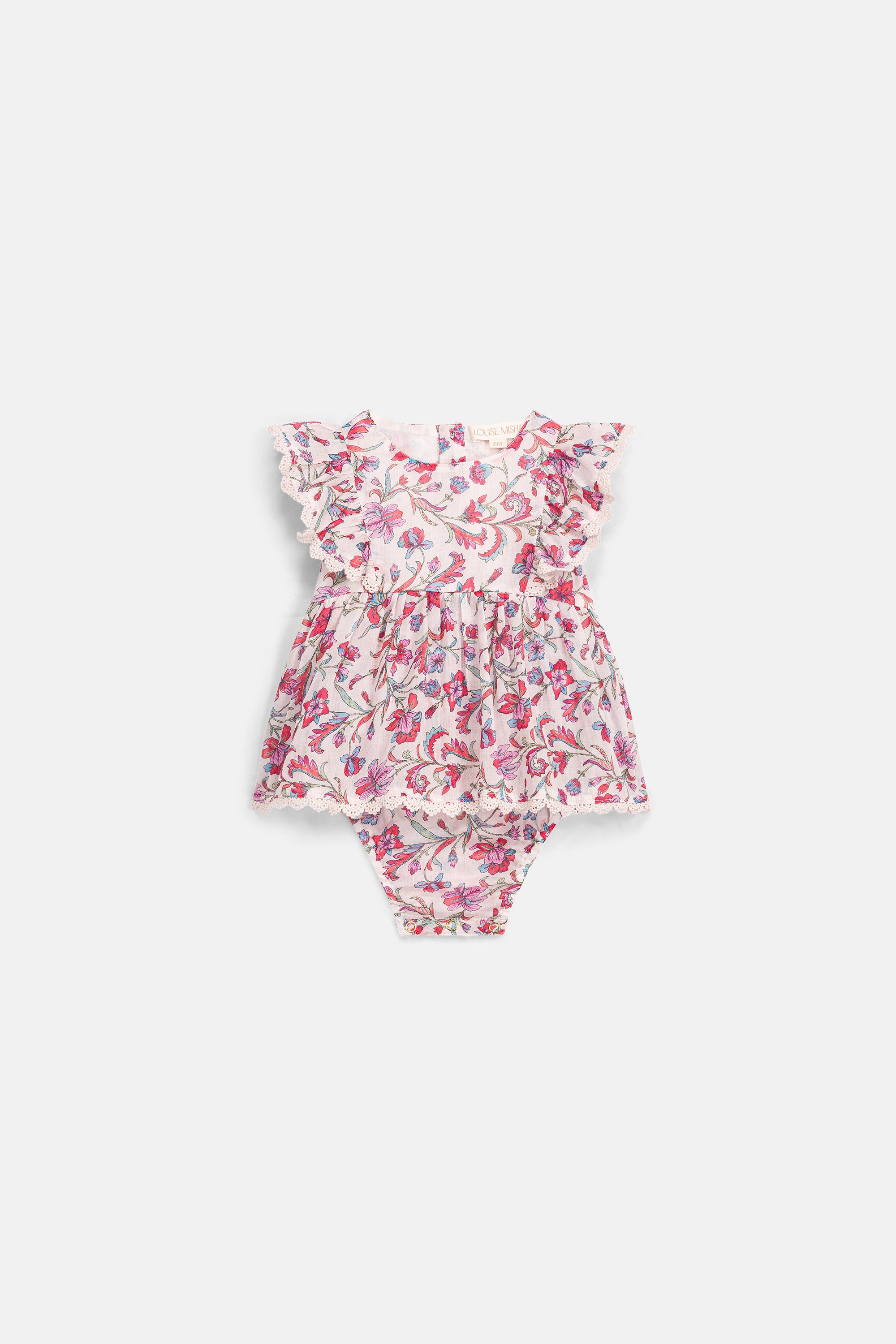 Lena Romper Dress - Organic Cotton - Cream Floral Haven - Louise Misha