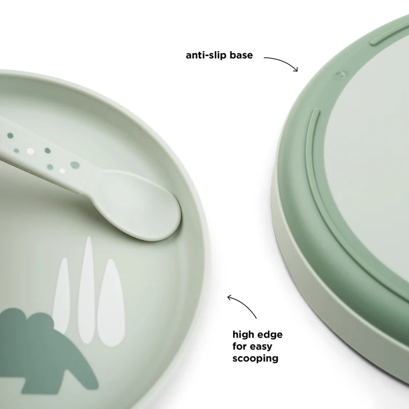 Anti slip bordje - Foodie plate - Croco - Green - Done by Deer