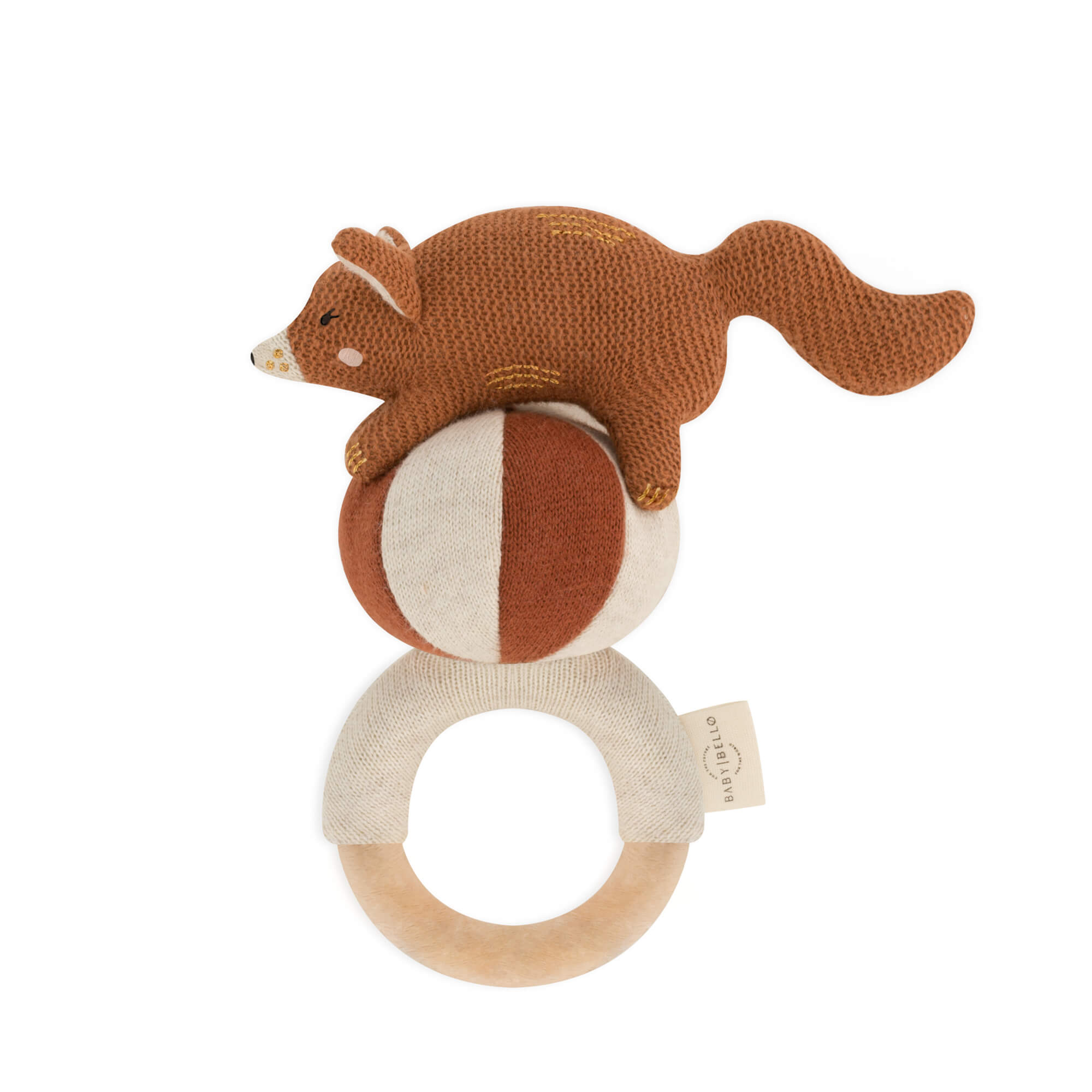 Baby Rammelaar - Frey de rode Vos - Biologisch katoen - Cinnamon - Baby Bello - productfoto