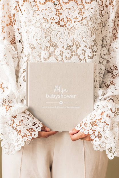 Baby invulboekje - Invulboek Mijn Babyshower - Linnen Beige - Fyllbooks