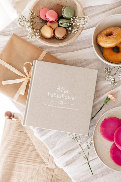 Baby invulboekje - Invulboek Mijn Babyshower - Linnen Beige - Fyllbooks