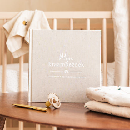 Baby invulboekje - Mijn kraambezoekboek - Linnen Beige - Fyllbooks