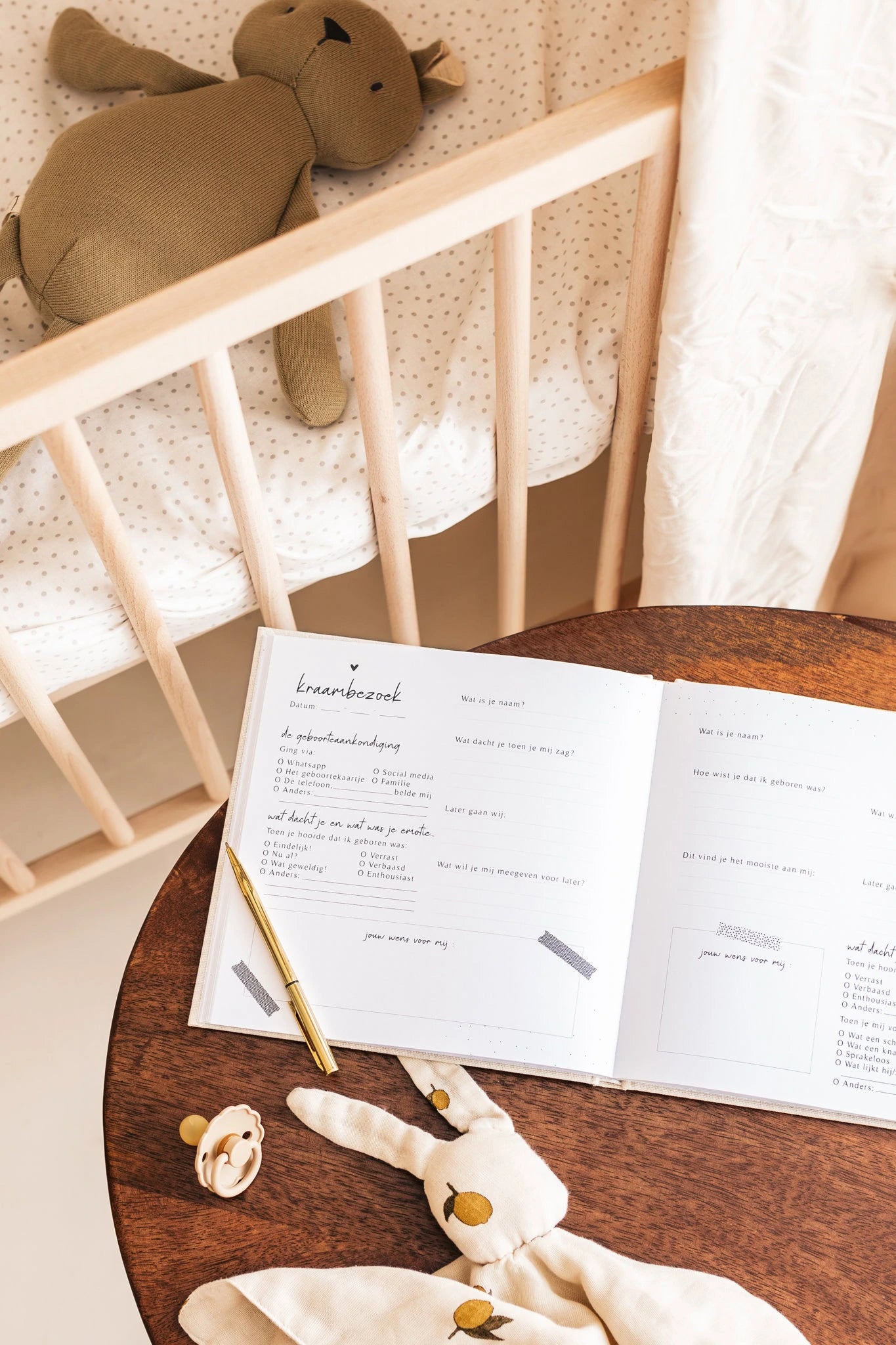 Baby invulboekje - Mijn kraambezoek - Linnen Taupe - Fyllbooks - productfoto - afbeelding 6