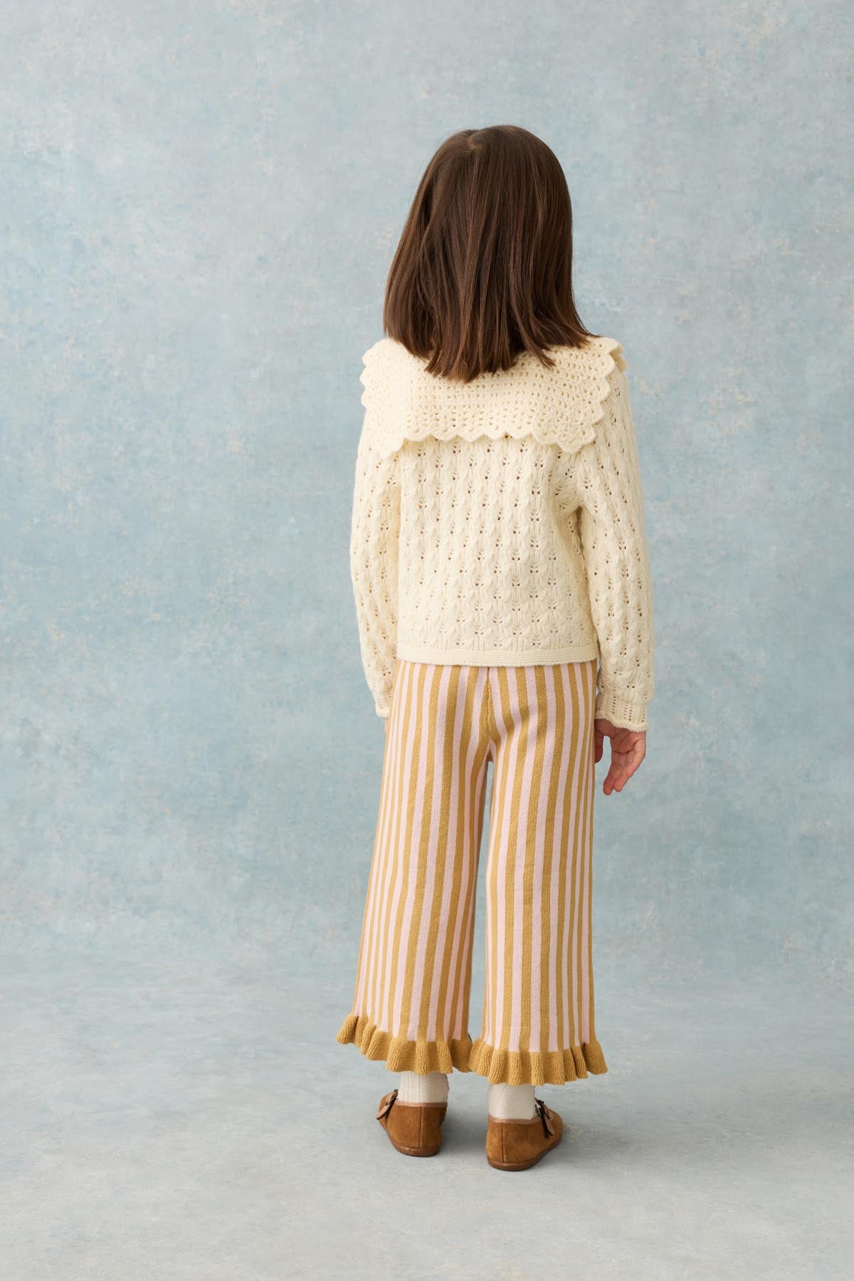 Gestreepte broek met ruches Salia - Biologisch katoen - Honey Blush Stripes - Louise Misha