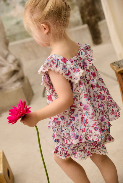 Top zonder mouw - Blouse Inessa - Biologisch katoen - Cream Floral Haven - Louise Misha