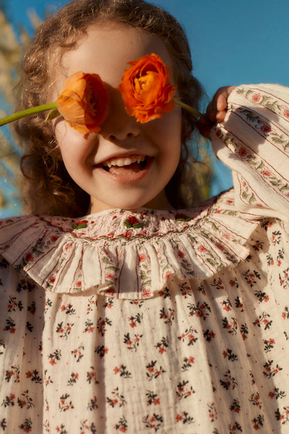 Blouse Ilaria - Biologisch katoen - Cream Pink Sorrel & Cream Flower Beds - Louise Misha