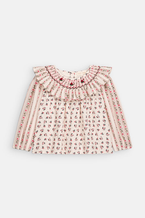 Blouse Ilaria - Biologisch katoen - Cream Pink Sorrel & Cream Flower Beds - Louise Misha - productfoto - afbeelding 2