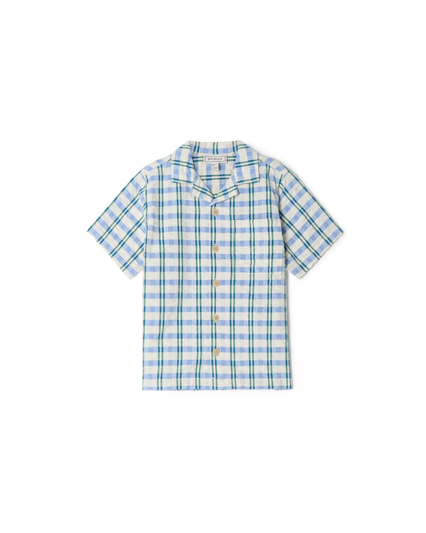 Garbo&Friends - Seersucker Shirt Baby Check mar - Baby Shirt - voorkant