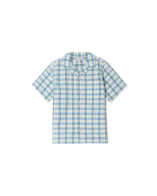 Garbo&Friends - Seersucker Shirt Baby Check mar - Baby Shirt - voorkant
