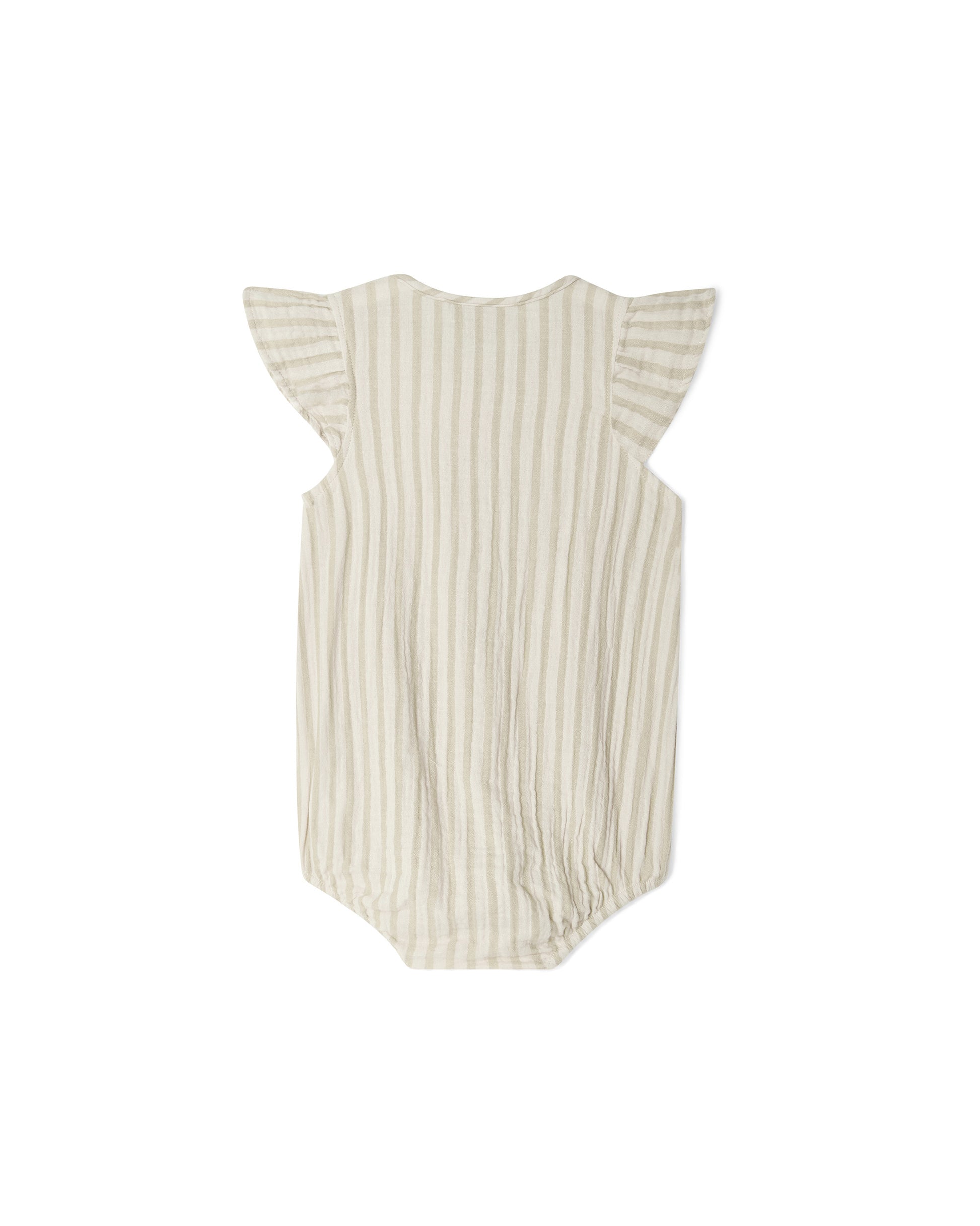 Garbo&Friends - Muslin Frill Romper Stripe Pebble - 100% katoen - achterkant