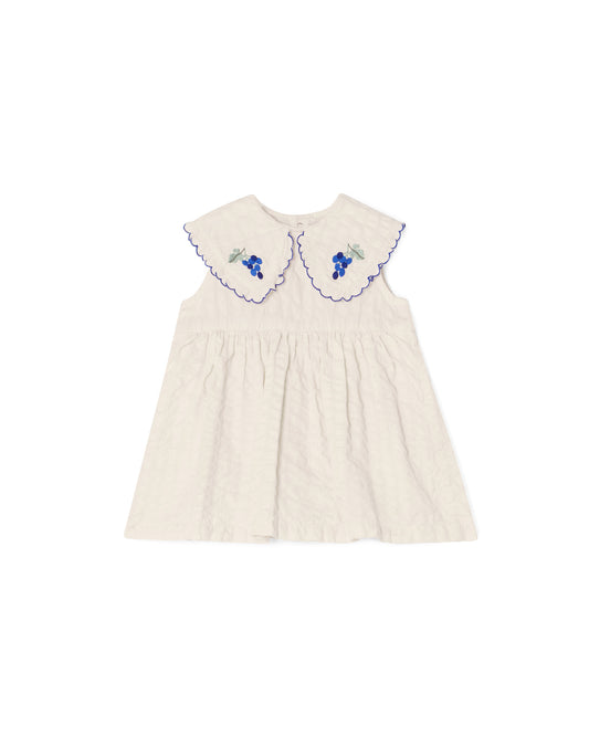 Garbo&Friends - Seersucker Collar Romper Dress Grapes ecru - Jurkje met romper - voorkant