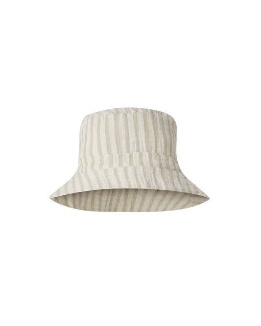 Garbo&Friends - Muslin Bucket Hat Stripe Pebble - Baby Hoedje - voorkant
