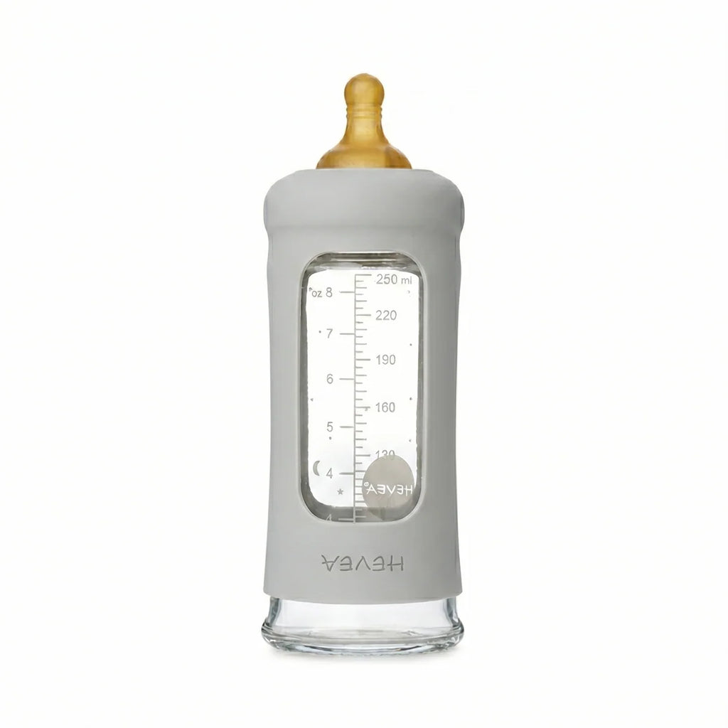 Glazen babyfles - Wide Neck met sleeve/beschermhoes - Glas & natuurrubber - HEVEA - productfoto - afbeelding 5