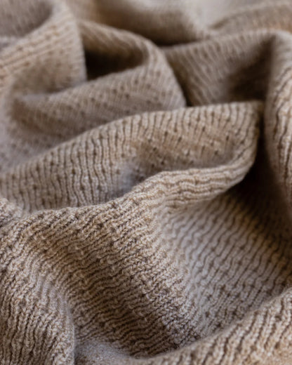 Baby Dekentje Rib - Dora Blanket - Sand/Zand - Merinowol - HVID - close up